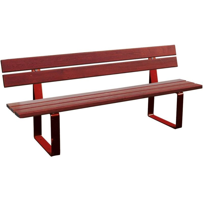 Banc de ville avec structure en bois et pieds métal peint modèle Riga