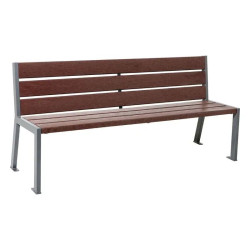 Banc public plastique recyclé 1-2 places à 6 lames et structure acier