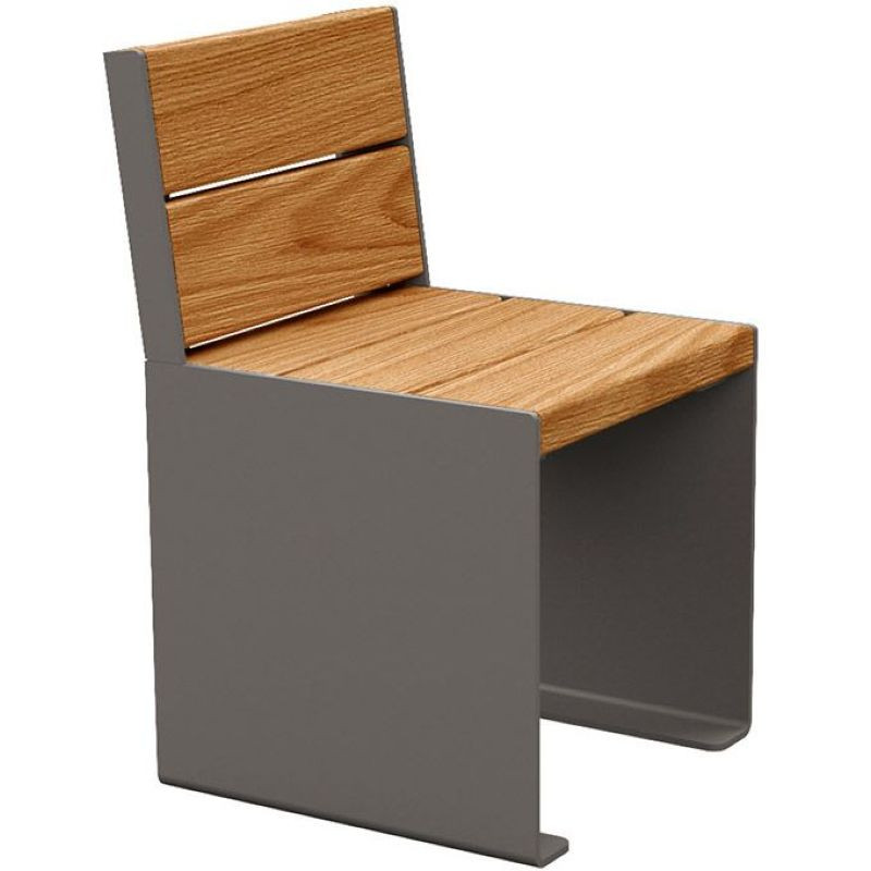 Banc métallique avec assise et dossier en bois exotique modèle KUB
