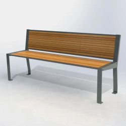 Banc de ville en compact stratifié Teck + acier - Cahors
