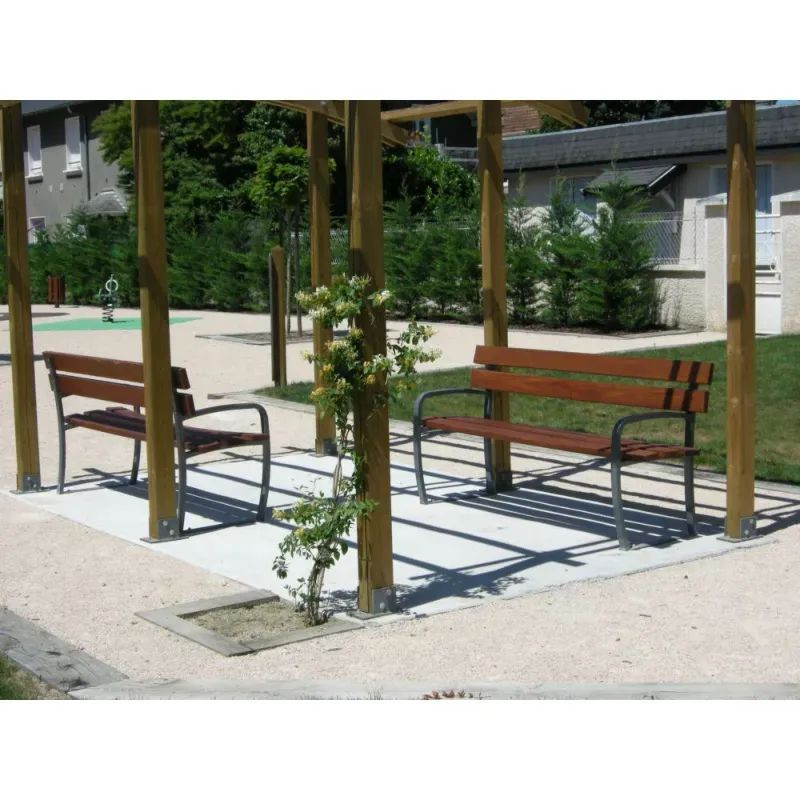 Banc Serem Confidence pieds acier lames bois avec ou sans accoudoirs