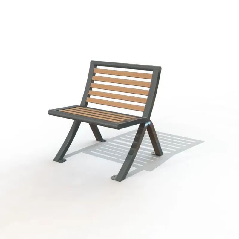 Chaise urbaine en compact stratifié Teck et pied acier - Bordeaux