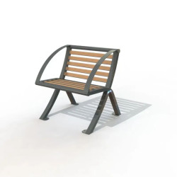 Fauteuil de ville en compact stratifié Teck + acier - Bordeaux