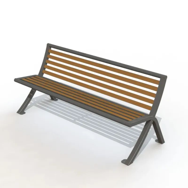 Banc urbain en compact stratifié et pied acier - Bordeaux