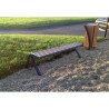 Banquette urbaine en compact stratifié Teck et pied acier - Bordeaux