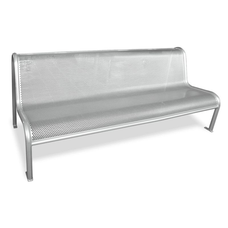 Banc Benito Vallès en tôle d'acier perforé gris argent - Livré monté