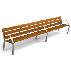 Banc double NeoBarcino - Pieds en fonte et lattes en bois tropical