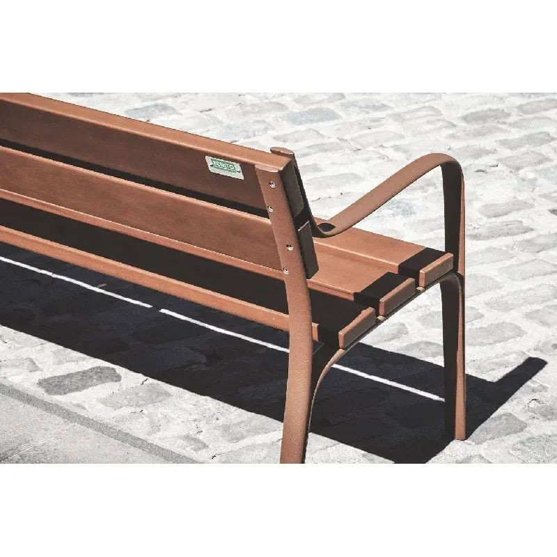 Banc double Benito Citizen UM301L en métal et lattes en bois exotique