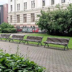 Banc Barcino Benito UM3031 en métal et lattes en bois exotique