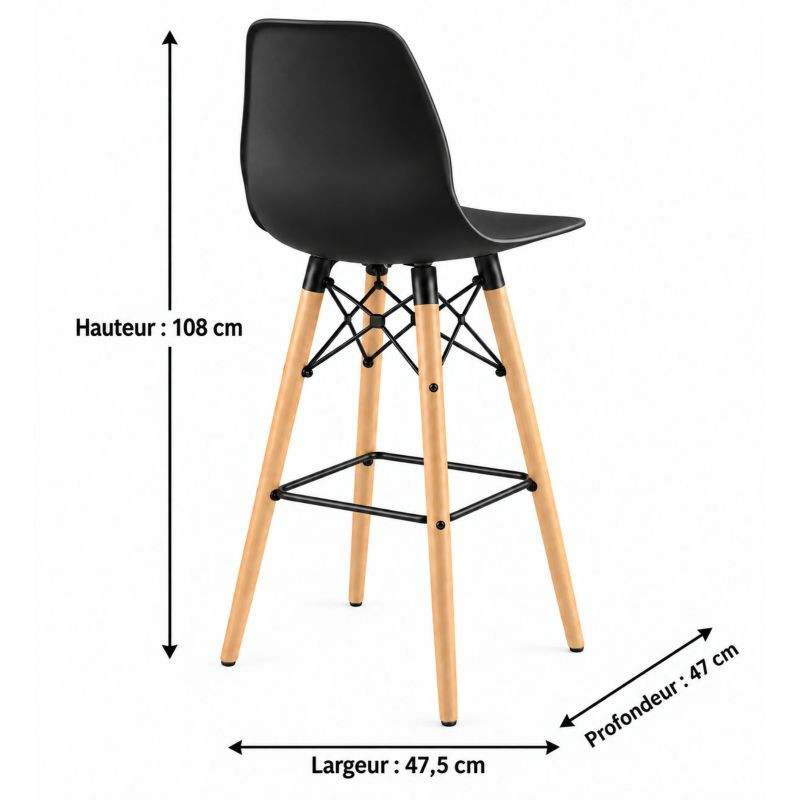 Chaise haute visiteur en polypropylène et pieds effet bois EIFFI
