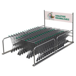 Parc de stationnement en inox pour 40 caddies de supermarché