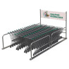 Parc de stationnement en inox pour 40 caddies de supermarché