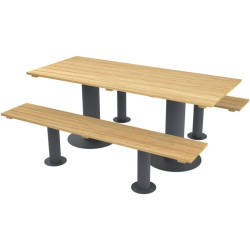 Table pique nique Buton Moka en bois et métal