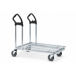 Chariot libre-service avec plateau en bois ou grillagé - Wanzl
