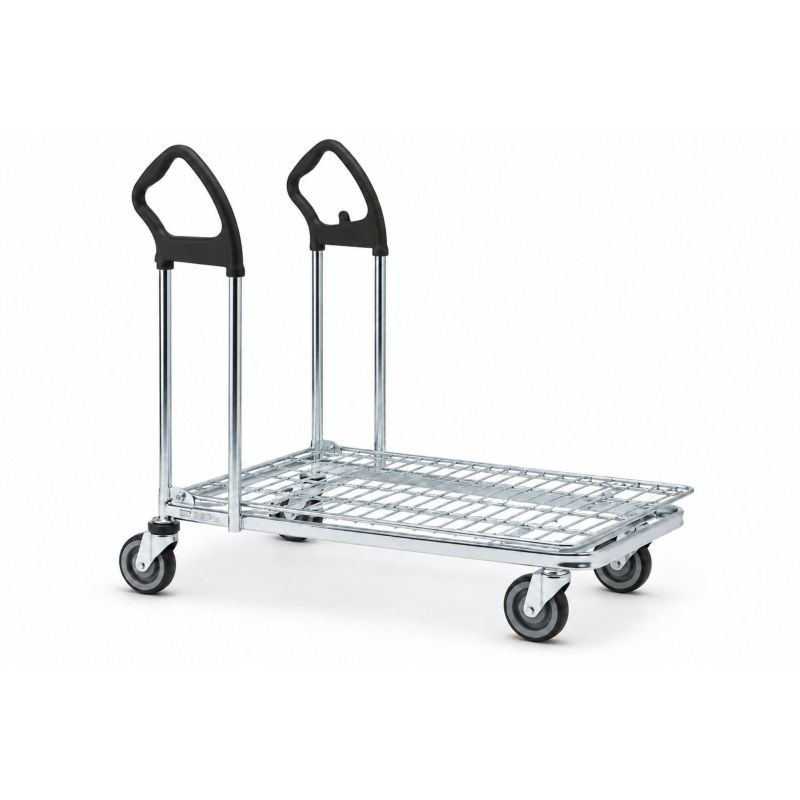 Chariot libre-service avec plateau en bois ou grillagé - Wanzl