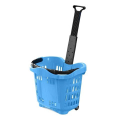 Panier libre service 43 L avec poignée telescopique et roulettes