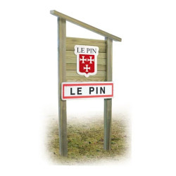 Panneau entrée de bourg - Support en bois blason