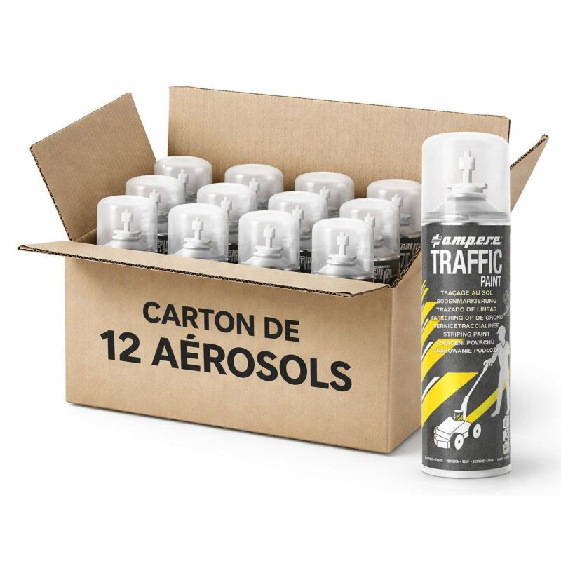 Pack 12 aérosols de 650 ml pour marquage au sol Traffic Paint