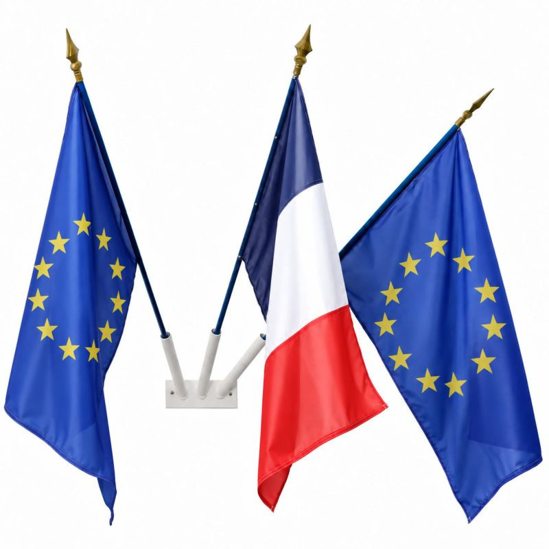 Kit support mural et 3 drapeaux (2 EU &amp; 1 FR)