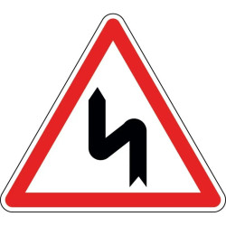 Panneau virages dont le premier est à gauche - A1d