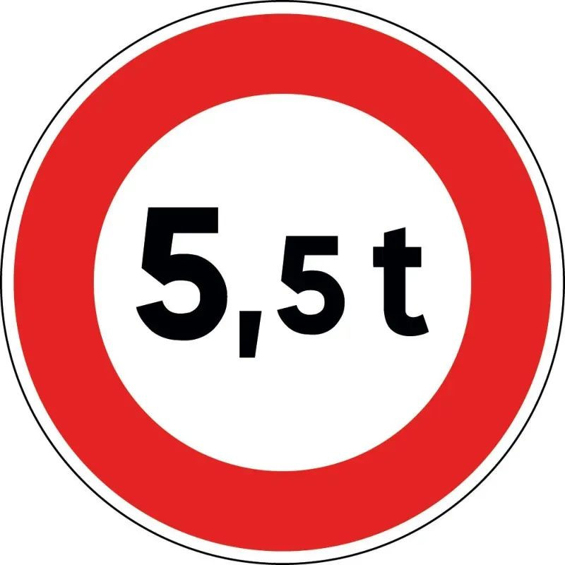 Panneau B13 - Accès interdit aux véhicules dont le poids excède