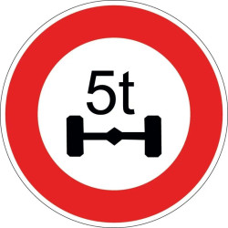 Panneau B13a - Accès interdit véhicule essieu lourd