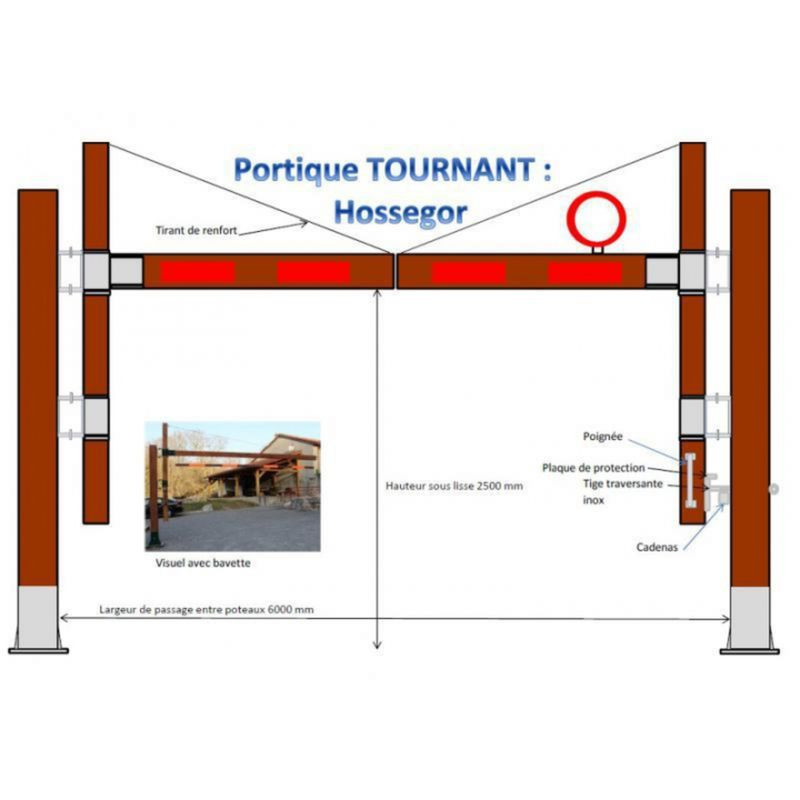 Portique d'accès parking Hossegor en bois et renfort acier