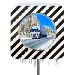 Miroir routier réglementaire 90° cadre bois - Premium antigivre