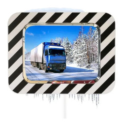 Miroir routier conforme cadre bois fonction antigivre et antibuée