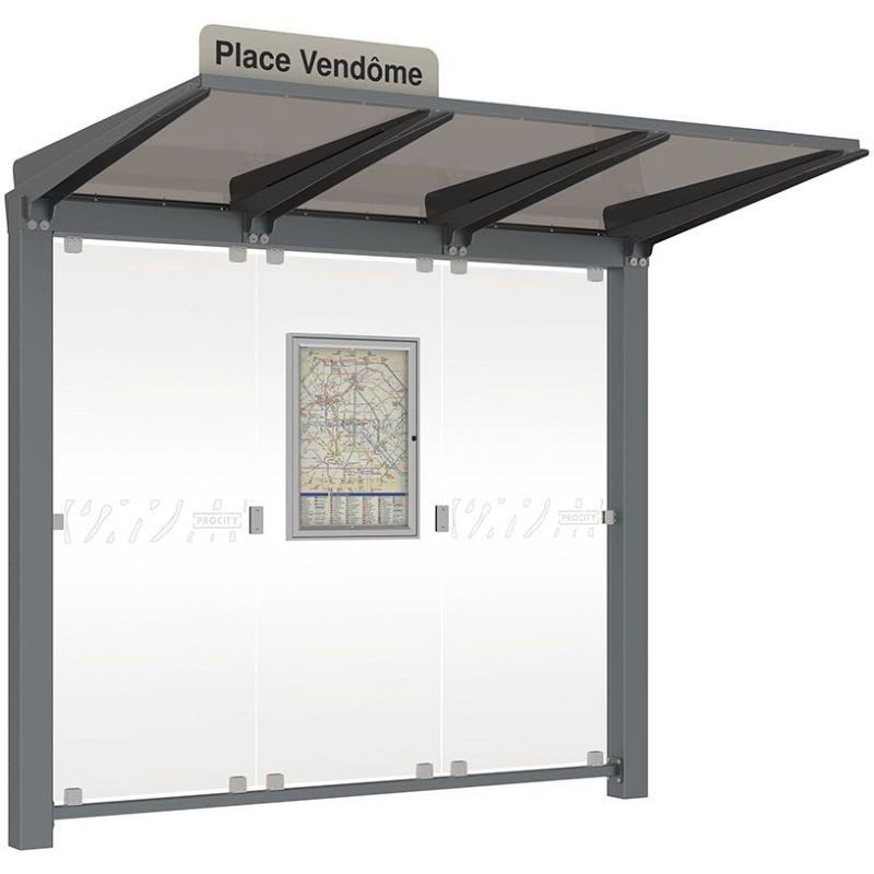 Abri de bus sur 2 pieds en polycarbonate et acier