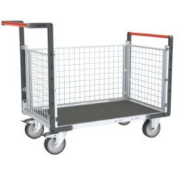 Chariot modulaire grillagé plateau bois et caoutchouc - 500 kg - Fimm
