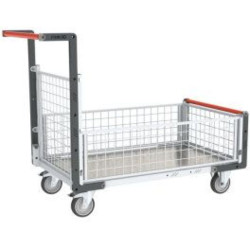 Chariot modulaire grillagé plateau tôle galva 250 kg - Fimm