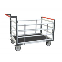 Chariot modulaire tube plateau bois et caoutchouc 500 kg - Fimm