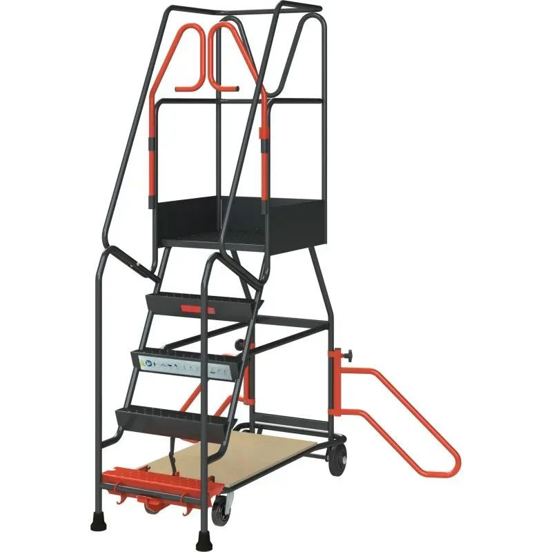 Escabeau de rayonnage de 5 à 15 marches à immobilisation automatique