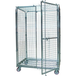 Roll conteneur en acier zingué 4 ridelles + portes verrouillables