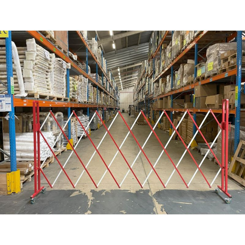 Barrière extensible de 320 cm sur roulettes — balisage de chantier