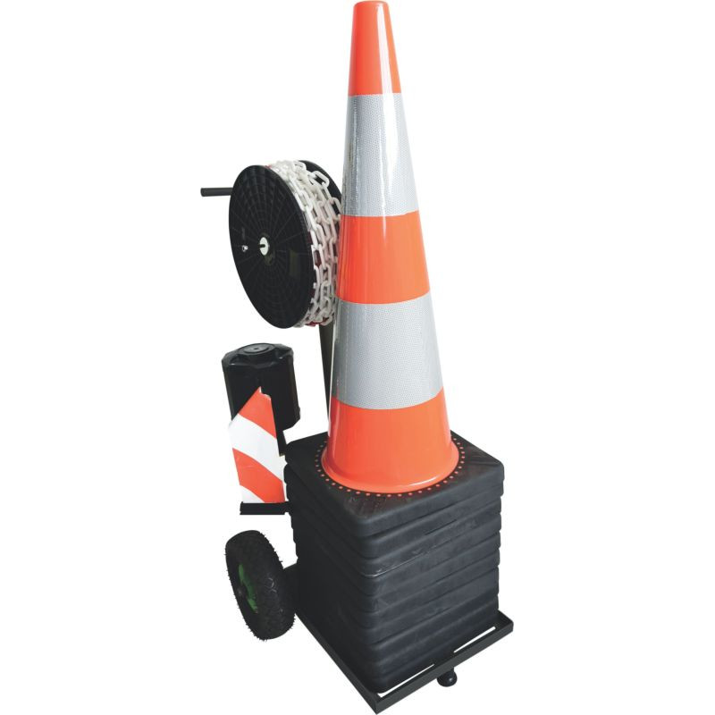 Chariot porte-cônes de chantier — signalisation