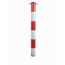 Poteau métal à sceller rouge et blanc — protection des locaux