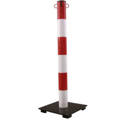 Poteau de signalisation en métal rouge / blanc — balisage