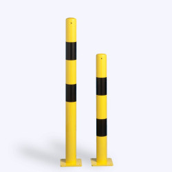 Poteau de protection D.89 mm noir et jaune sur platine H.90 ou 120 cm