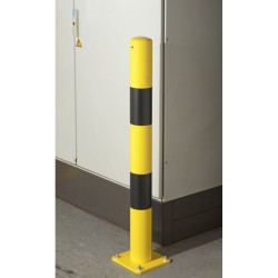 Poteau de protection sur platine jaune et noir D.89 mm
