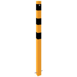 Poteau de dissuasion carré 70 x 70 mm avec 2 anneaux jaune et noir