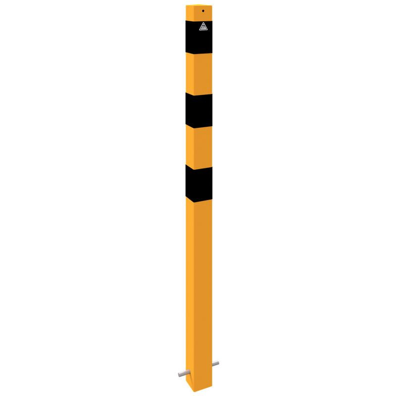 Poteau de dissuasion carré 70 x 70 mm avec 2 anneaux jaune et noir